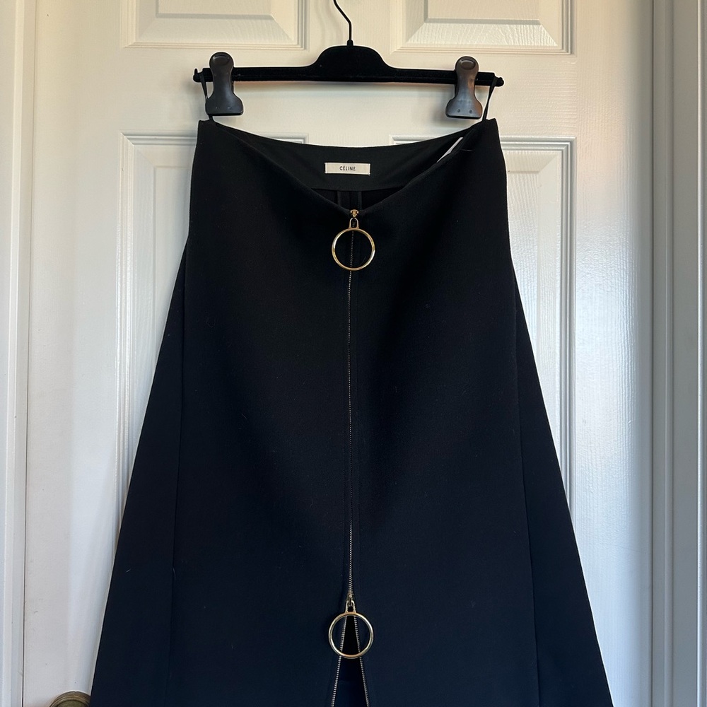 Celine Black A-Line Knee-Length Skirt